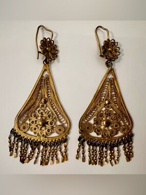 Vintage 1960’s/70’s Oaxacan Style Filigree Teardrop Earrings (Bought in Germany)